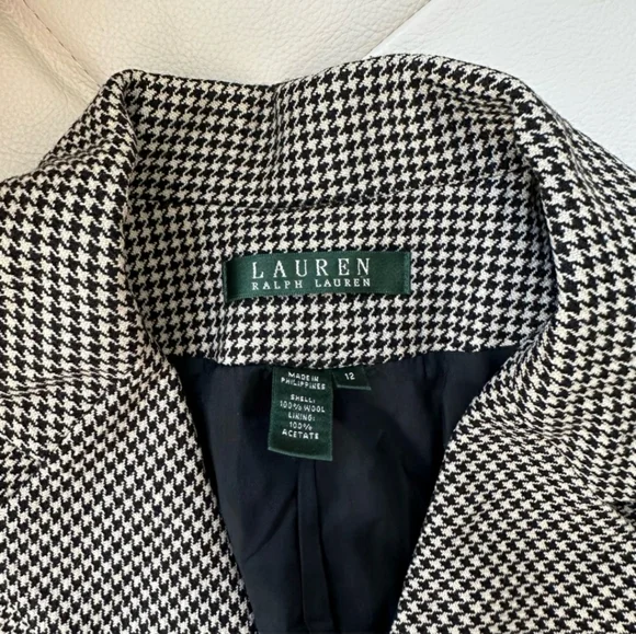 Ralph Lauren Wool (100%) Houndstooth Blazer